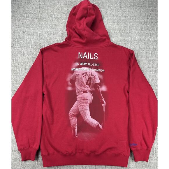 Philadelphia Phillies Hoodie Mens Medium Red MLB Baseball Dykstra Cooperstown - Picture 14 of 16